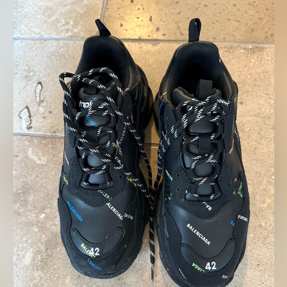 Balenciaga Black Sneakers with Colorful Text